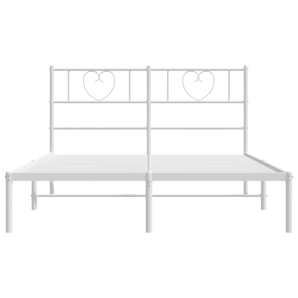 Metal Bed Frame without Mattress with Headboard White 150x200 cm