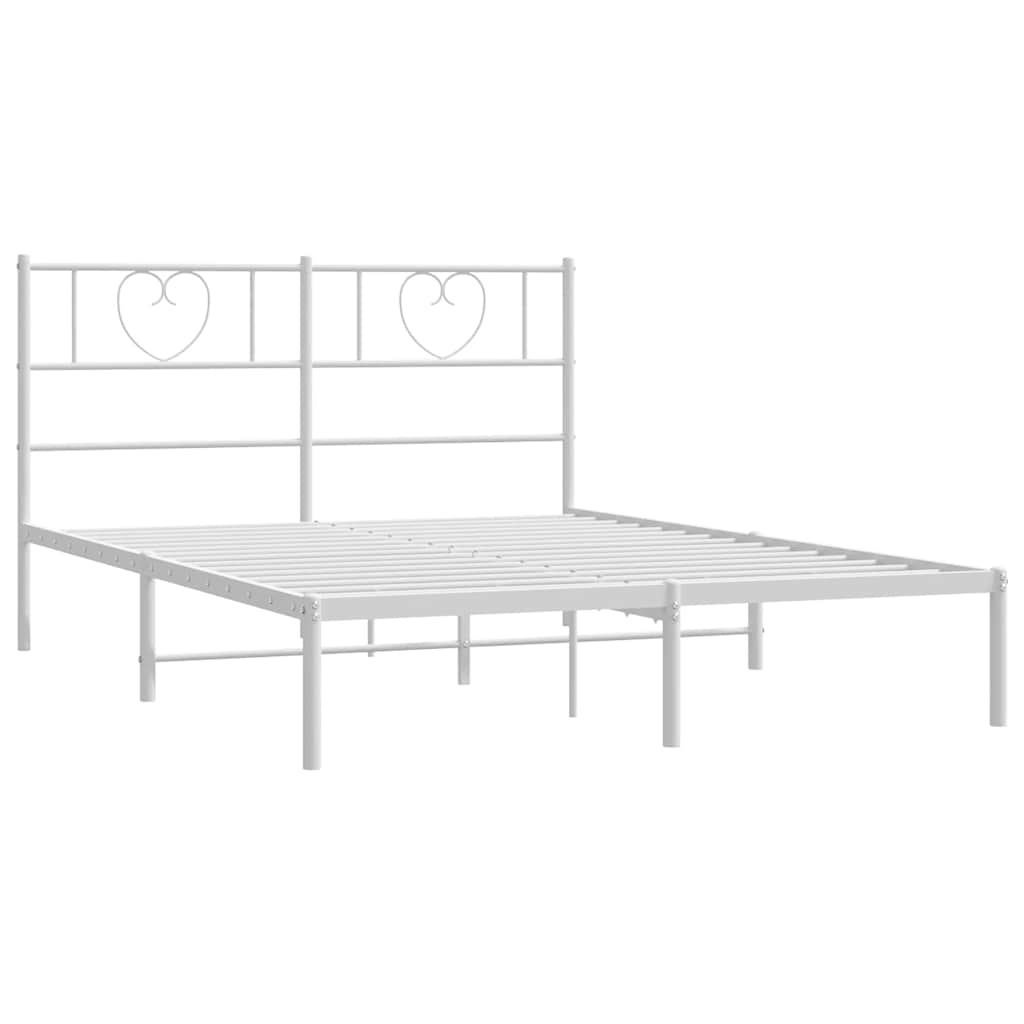 Metal Bed Frame without Mattress with Headboard White 150x200 cm