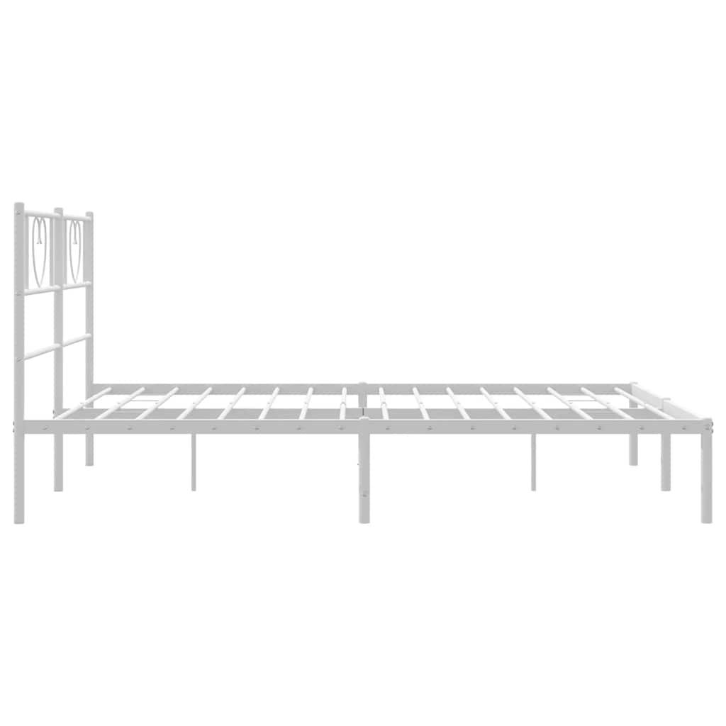 Metal Bed Frame without Mattress with Headboard White 150x200 cm