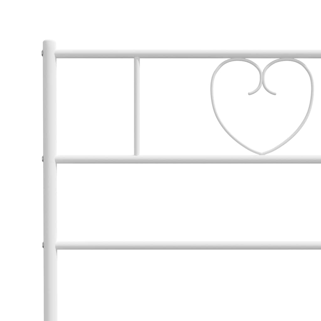 Metal Bed Frame without Mattress with Headboard White 150x200 cm