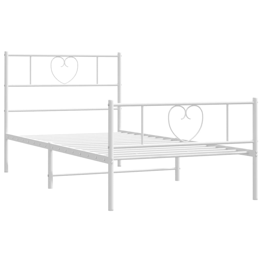Metal Bed Frame without Mattress with Footboard White 90x190 cm