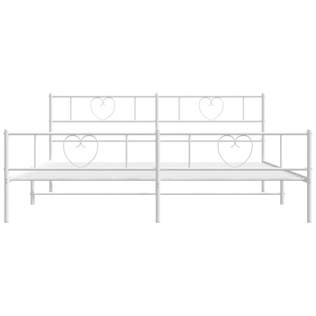 Metal Bed Frame without Mattress with Footboard White 183x203 cm King