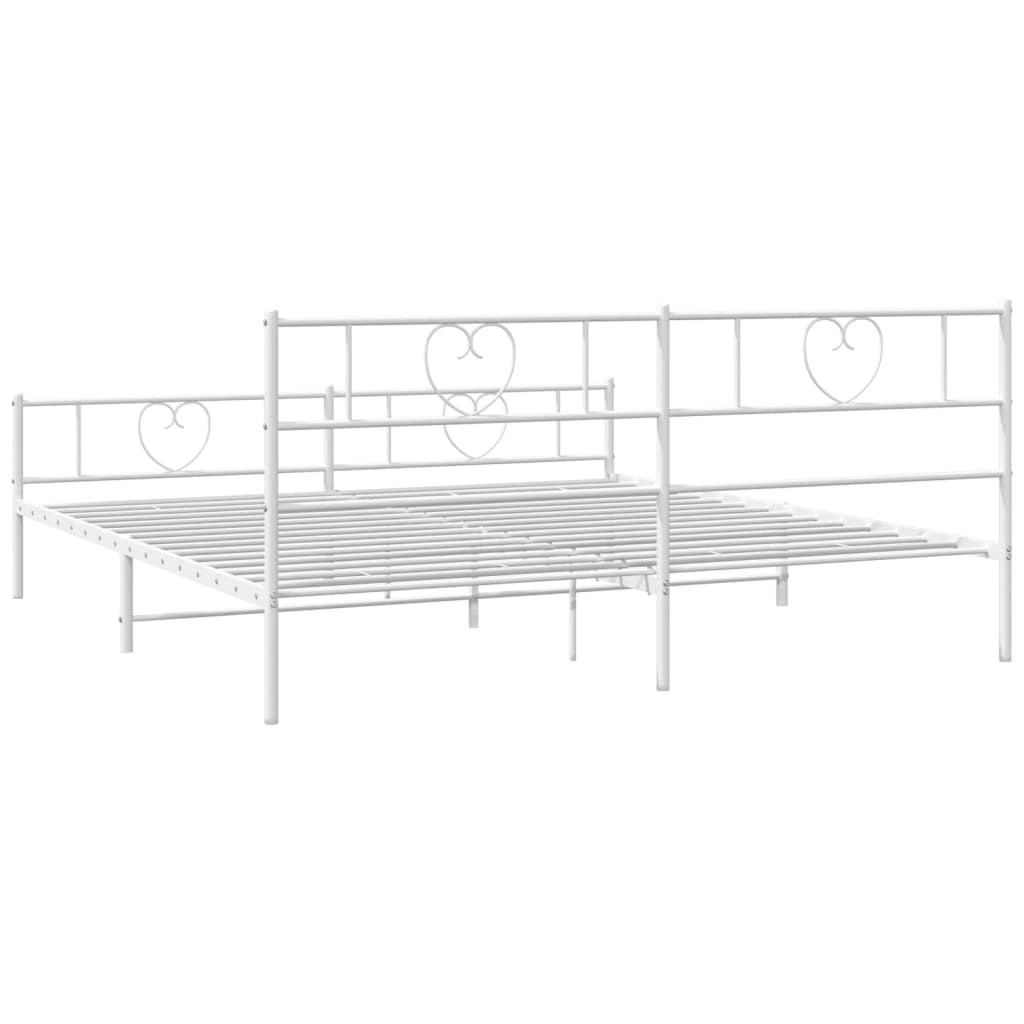 Metal Bed Frame without Mattress with Footboard White 183x203 cm King