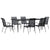 7 Piece Garden Dining Set Black Steel and Textilene