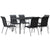 7 Piece Garden Dining Set Black Steel and Textilene