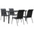 5 Piece Garden Dining Set Black Steel and Textilene