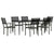 7 Piece Garden Dining Set Black Steel and Textilene