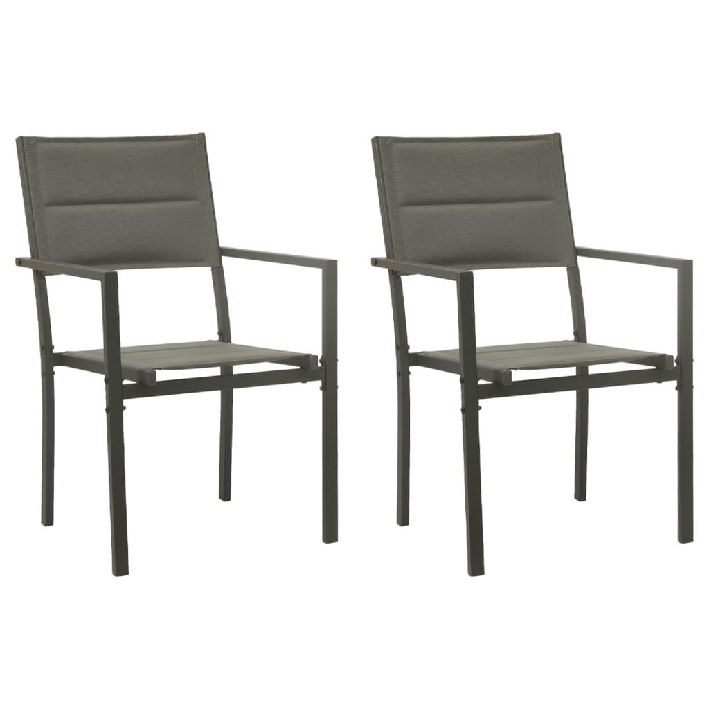 3 Piece Garden Dining Set Black Steel and Textilene