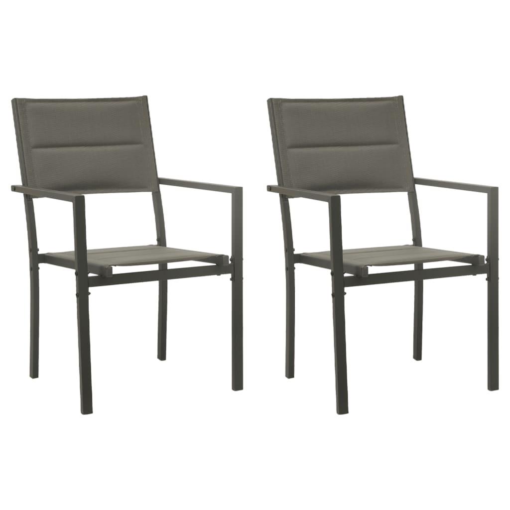 3 Piece Garden Dining Set Black Steel and Textilene