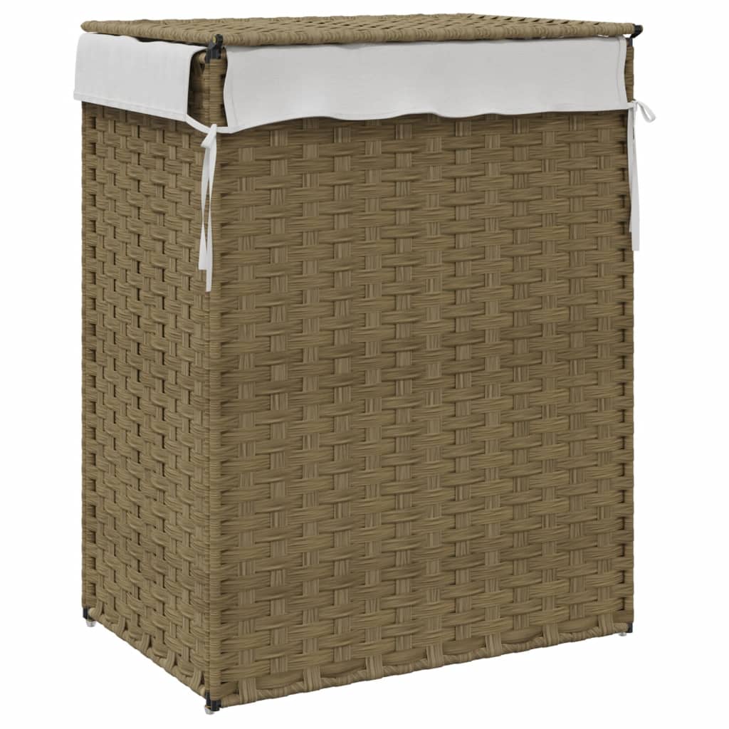 Laundry Basket with Lid 46x33x60 cm Poly Rattan
