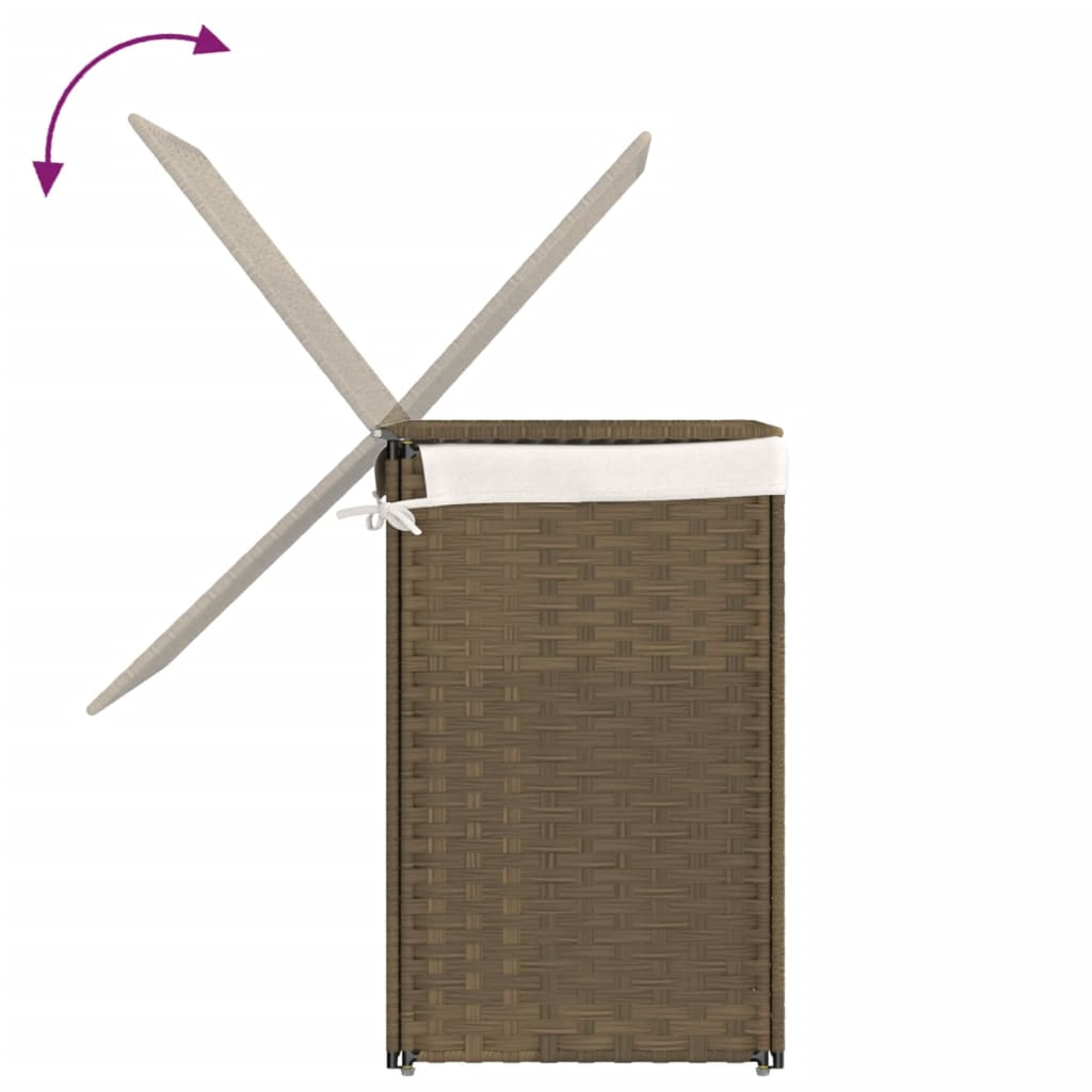 Laundry Basket with 2 Sections 53x35x57 cm Poly Rattan
