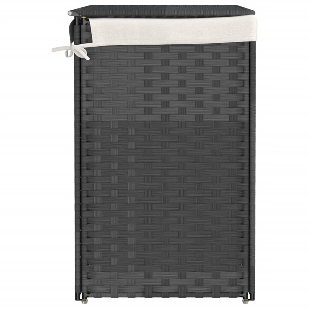 Laundry Basket with 2 Sections Grey 53x35x57 cm Poly Rattan