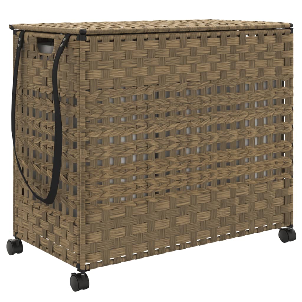 Laundry Basket with Wheels 66x35x60 cm Rattan