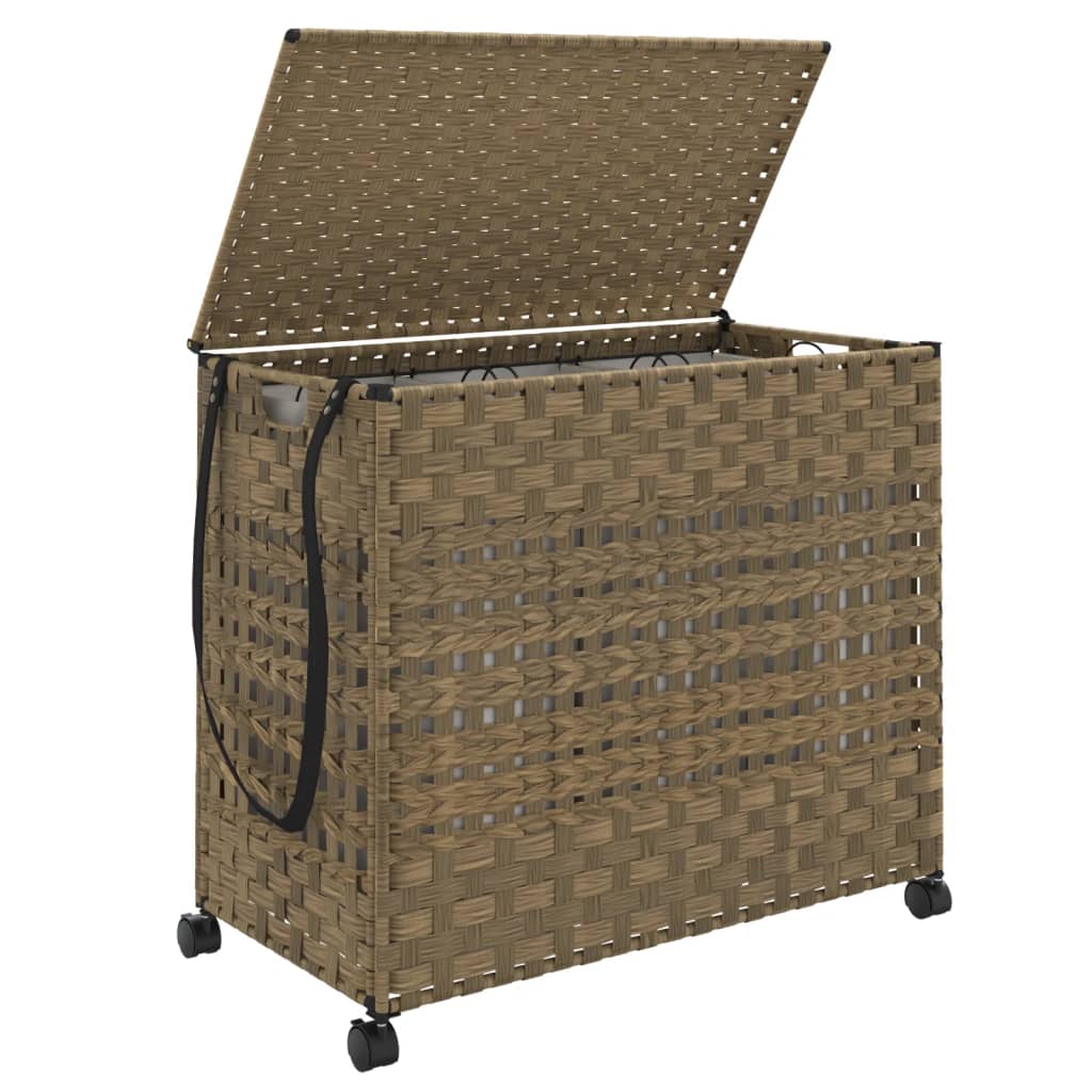 Laundry Basket with Wheels 66x35x60 cm Rattan