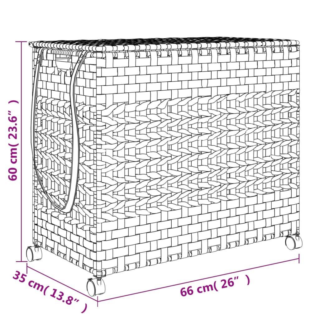 Laundry Basket with Wheels 66x35x60 cm Rattan