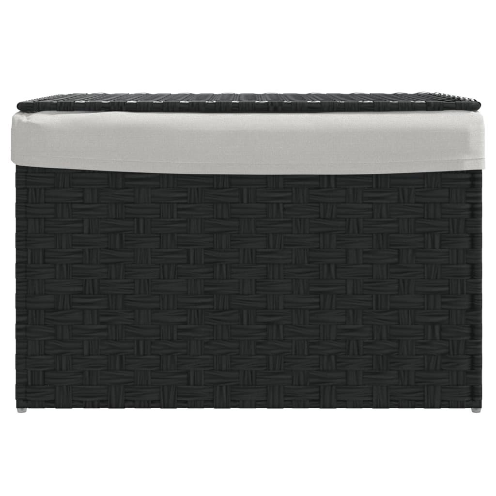 Laundry Basket with Lid Black 55.5x35x34 cm Poly Rattan