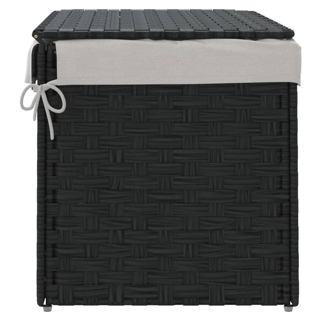 Laundry Basket with Lid Black 55.5x35x34 cm Poly Rattan