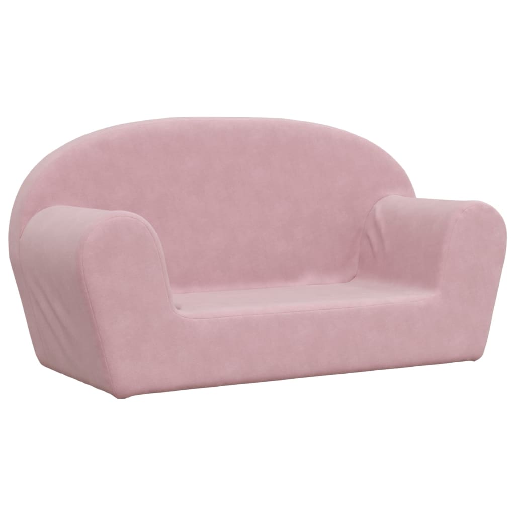 Kids' Sofa 2-Seater Pink Soft Plush