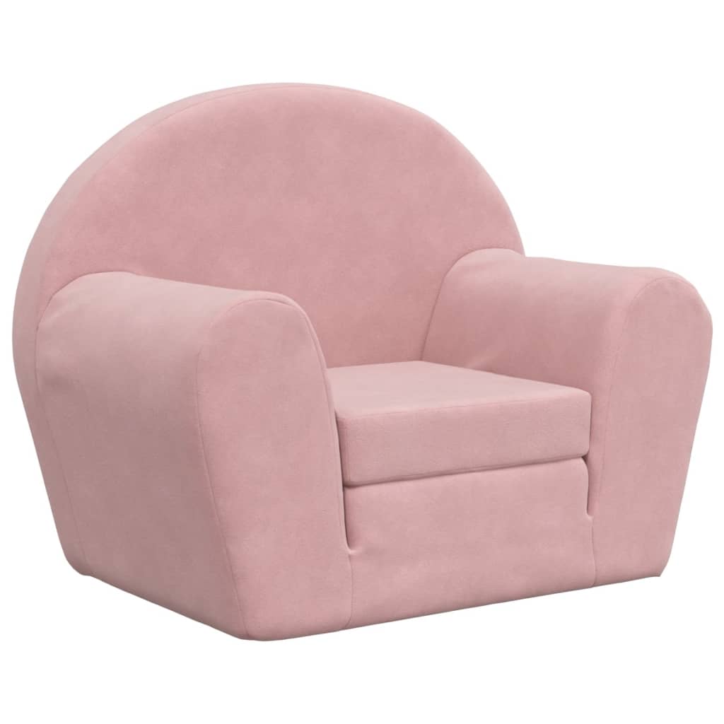 Kids' Sofa Bed Pink Soft Plush