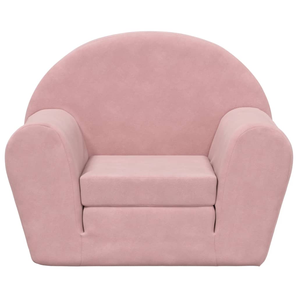 Kids' Sofa Bed Pink Soft Plush