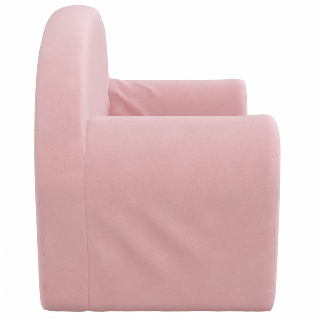 Kids' Sofa Bed 2-Seater Pink Soft Plush