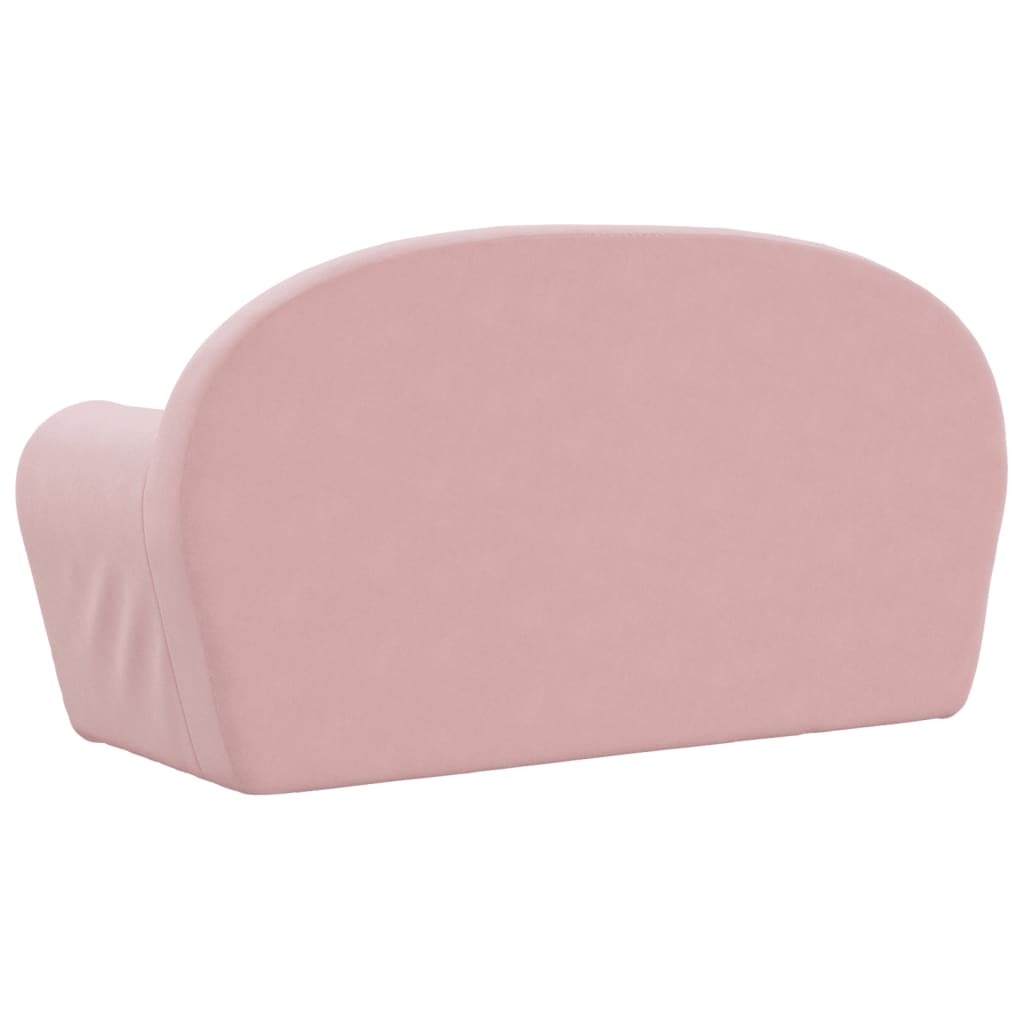 Kids' Sofa Bed 2-Seater Pink Soft Plush