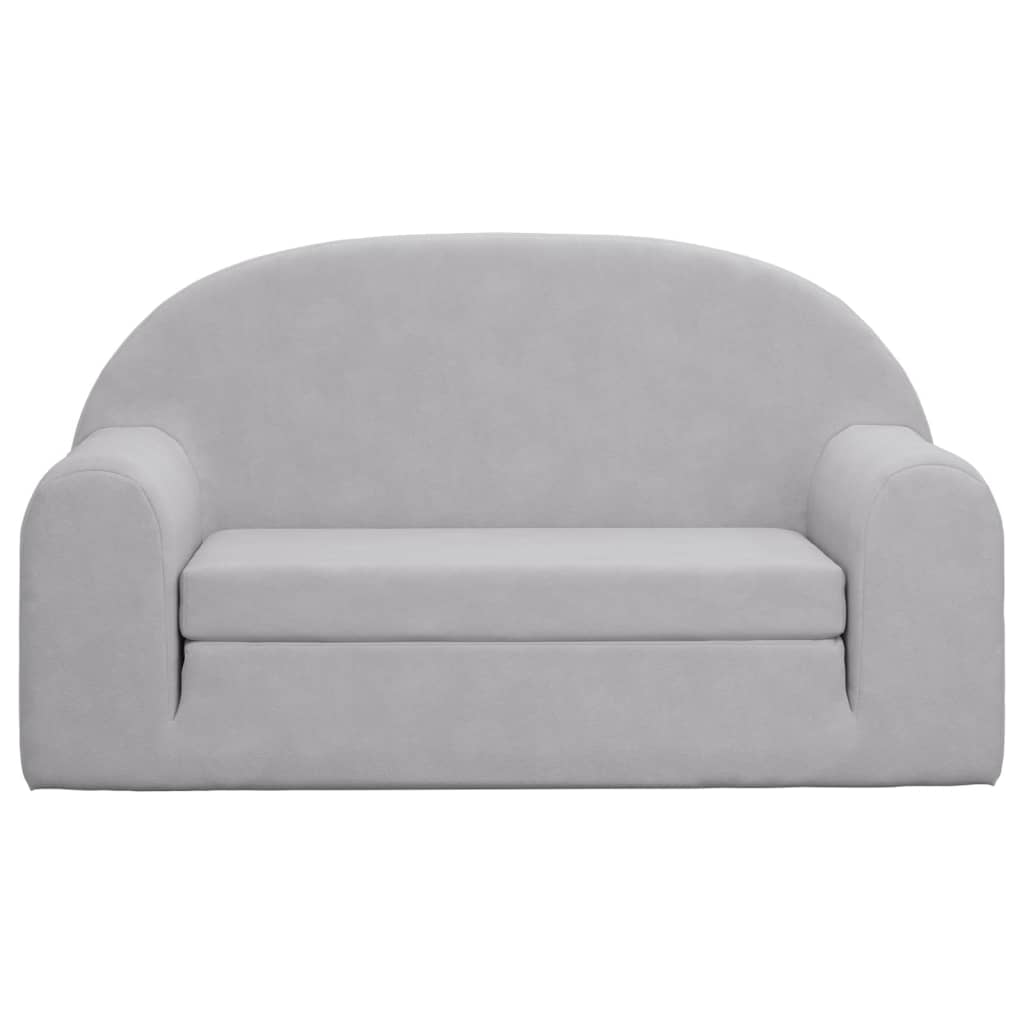Kids'Sofa Bed 2-Seater Light Grey Soft Plush