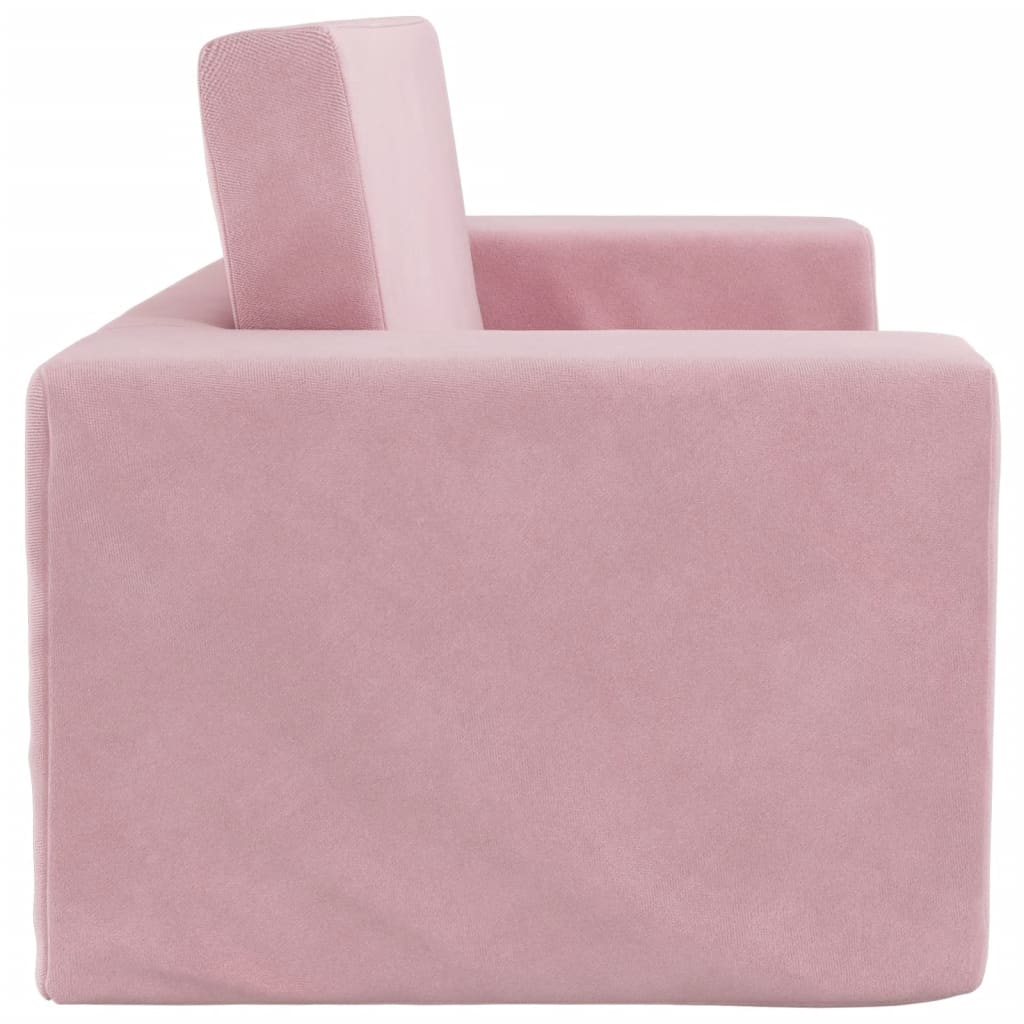 Kids' Sofa Bed 2-Seater Pink Soft Plush