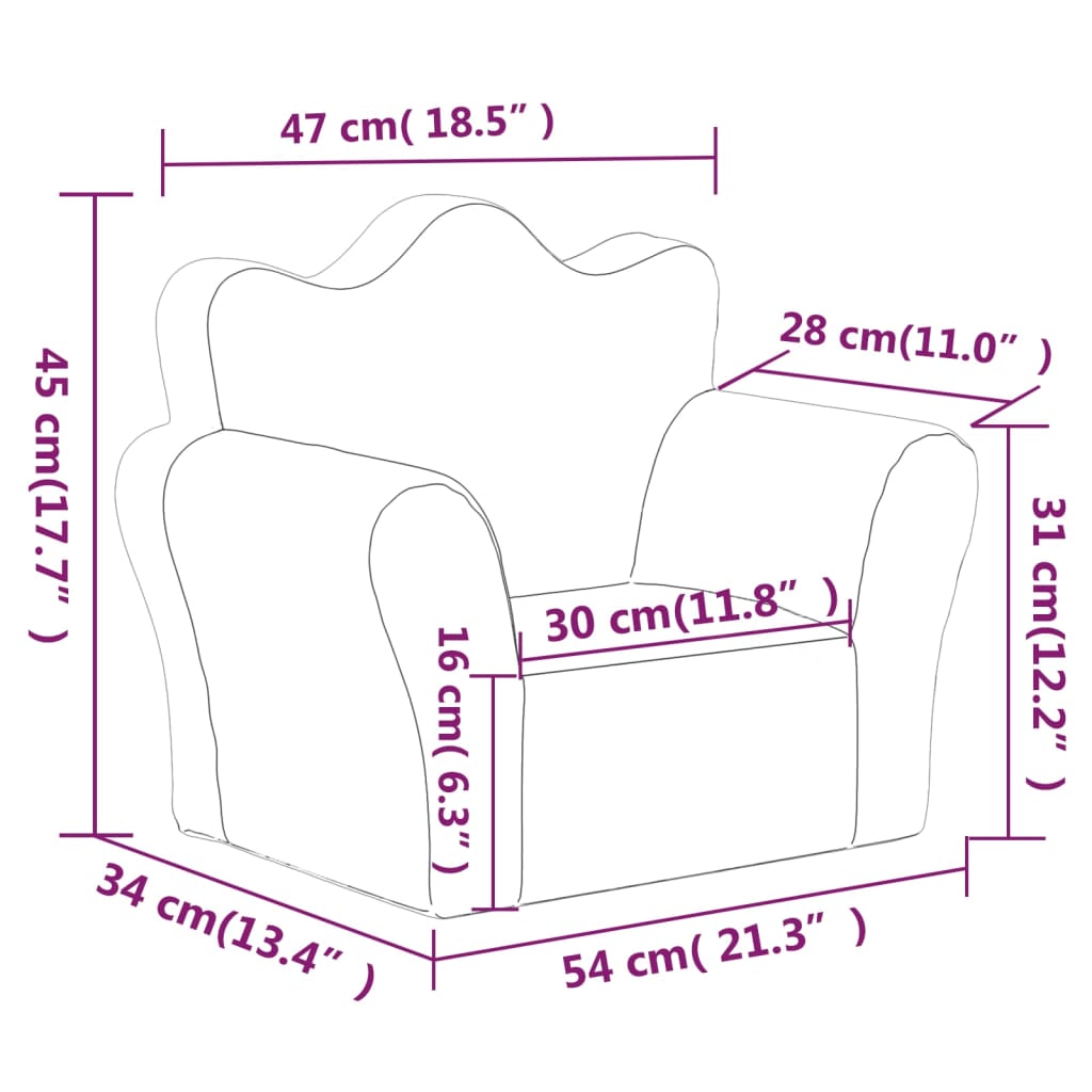 Kids' Sofa Light Grey Soft Plush