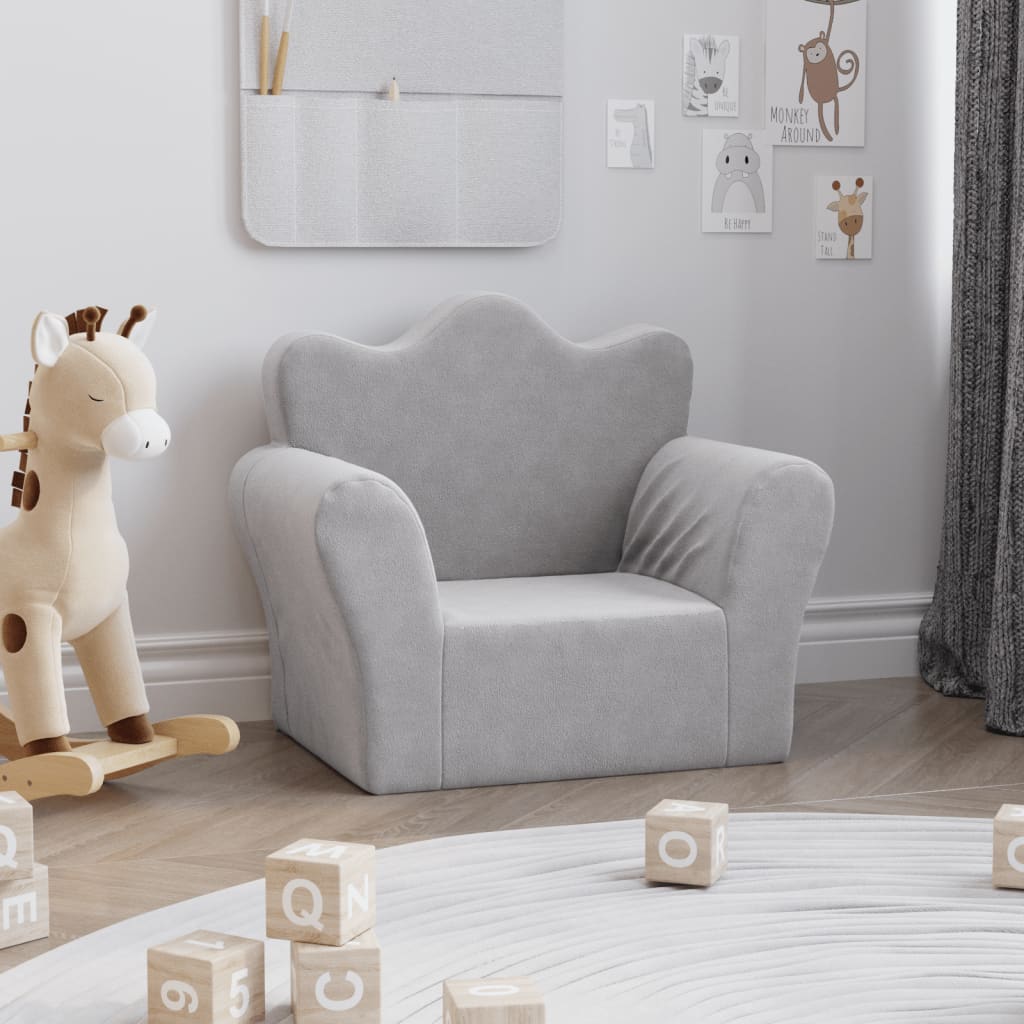 Kids' Sofa Light Grey Soft Plush