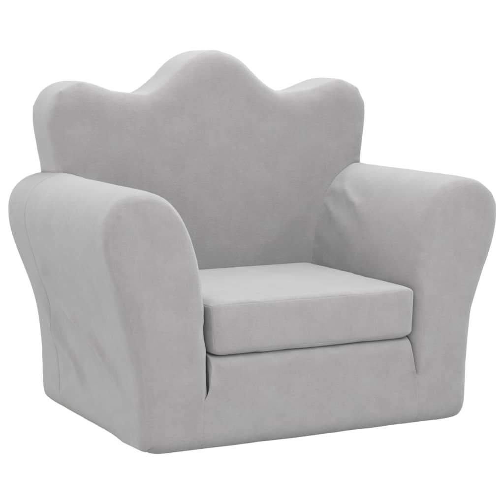 Kids' Sofa Bed Light Grey Soft Plush