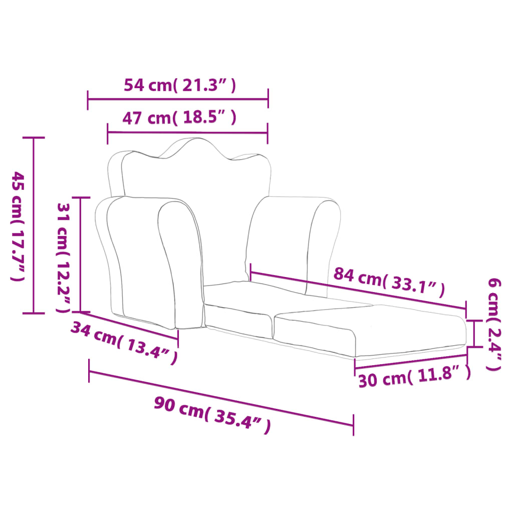 Kids' Sofa Bed Light Grey Soft Plush