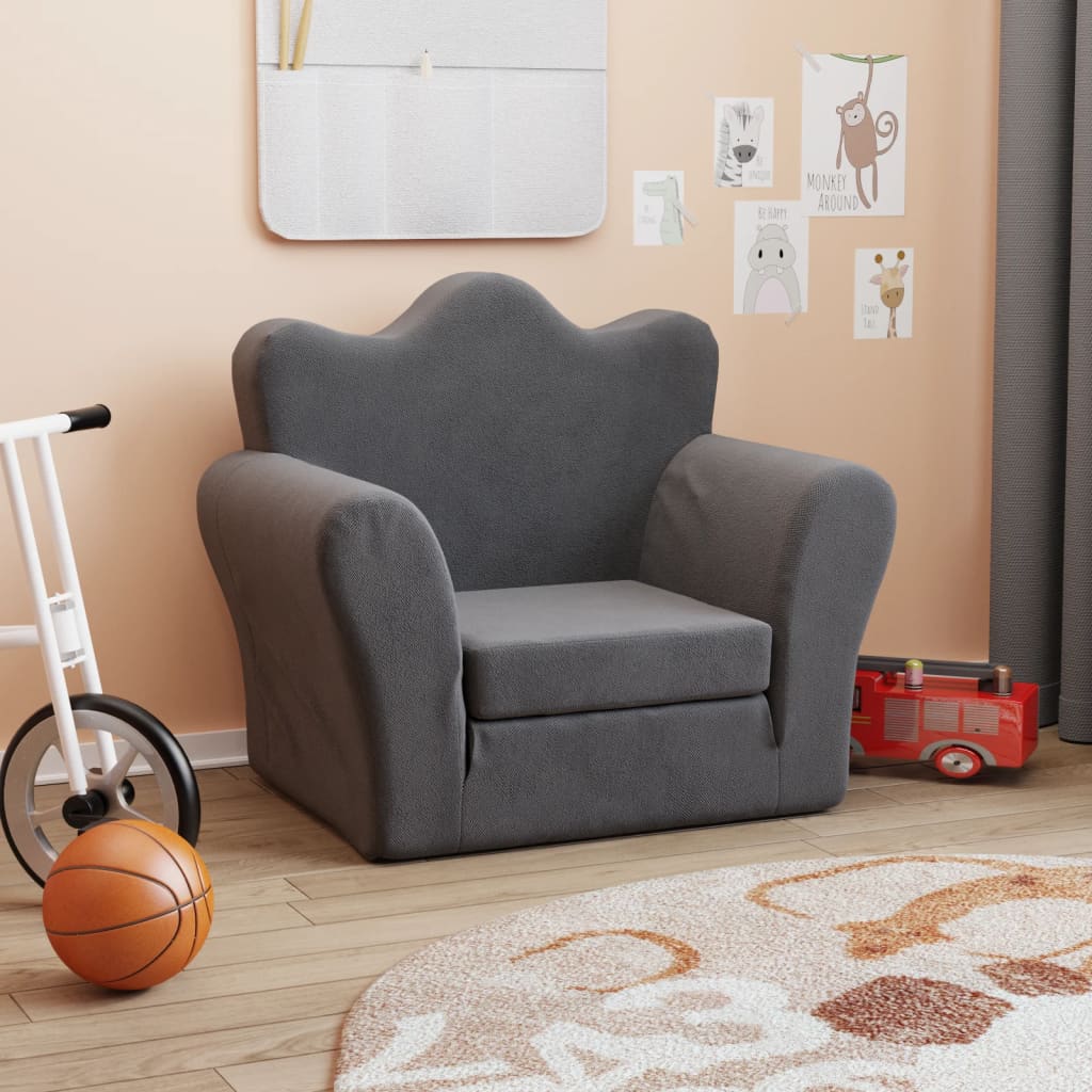 Kids' Sofa Bed Anthracite Soft Plush