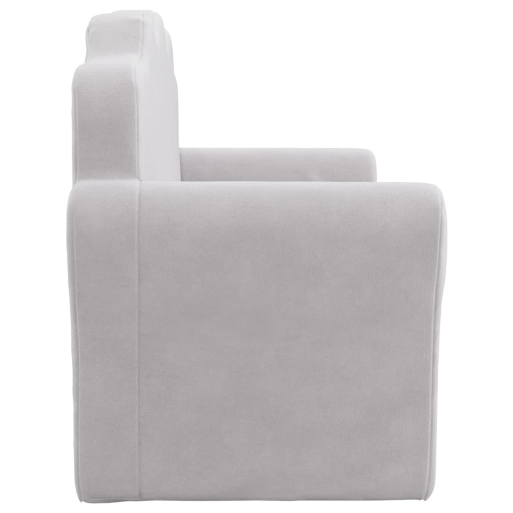 Kids' Sofa Bed 2-Seater Light Grey Soft Plush