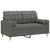 2-Seater Sofa with Throw Pillows Dark Grey 120 cm Fabric