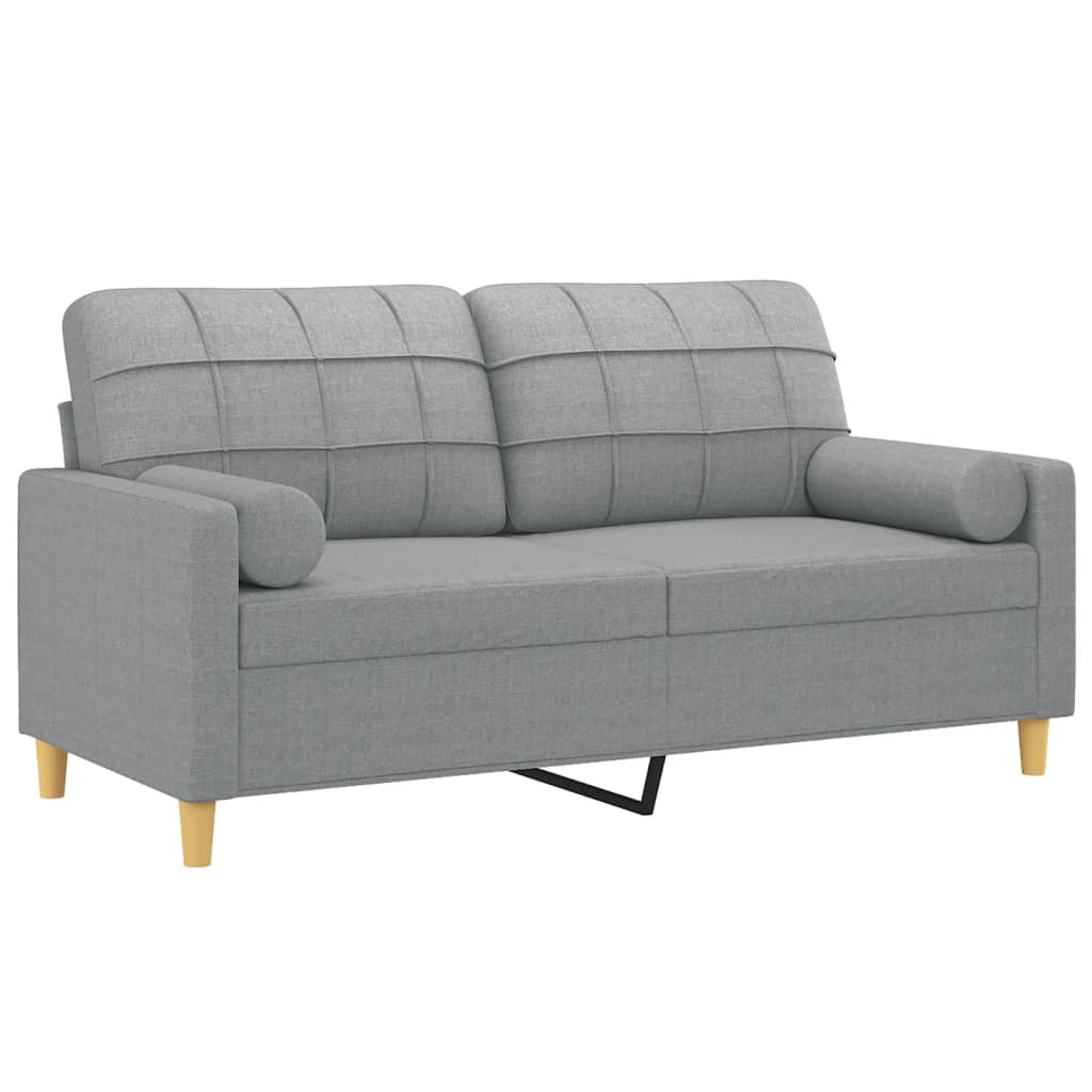 2-Seater Sofa with Throw Pillows Light Grey 140 cm Fabric