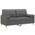 2-Seater Sofa with Throw Pillows Dark Grey 140 cm Fabric