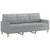 3-Seater Sofa with Throw Pillows Light Grey 180 cm Fabric