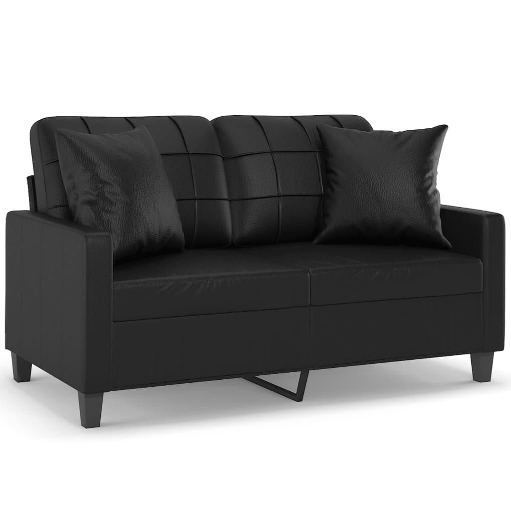 2-Seater Sofa with Throw Pillows Black 120 cm Faux Leather