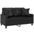 2-Seater Sofa with Throw Pillows Black 120 cm Faux Leather