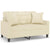 2-Seater Sofa with Throw Pillows Cream 120 cm Faux Leather