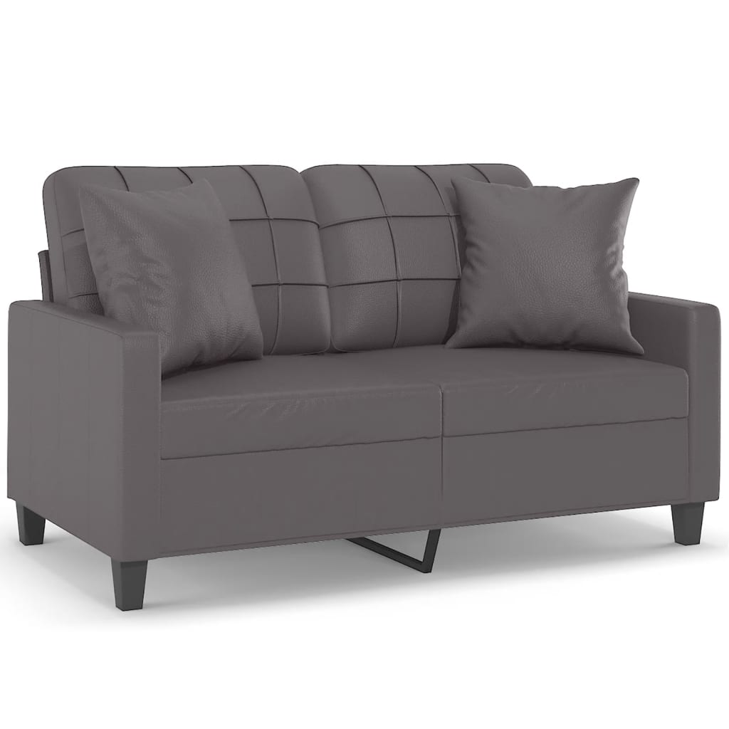 2-Seater Sofa with Throw Pillows Grey 120 cm Faux Leather