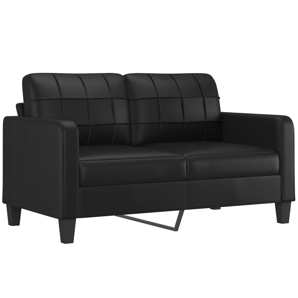 2-Seater Sofa with Throw Pillows Black 140 cm Faux Leather