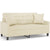 2-Seater Sofa with Throw Pillows Cream 140 cm Faux Leather