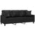 3-Seater Sofa with Throw Pillows Black 180 cm Faux Leather