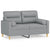 2-Seater Sofa with Throw Pillows Light Grey 120 cm Fabric