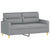 2-Seater Sofa with Throw Pillows Light Grey 140 cm Fabric