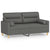 2-Seater Sofa with Throw Pillows Dark Grey 140 cm Fabric