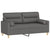 2-Seater Sofa with Throw Pillows Dark Grey 140 cm Fabric