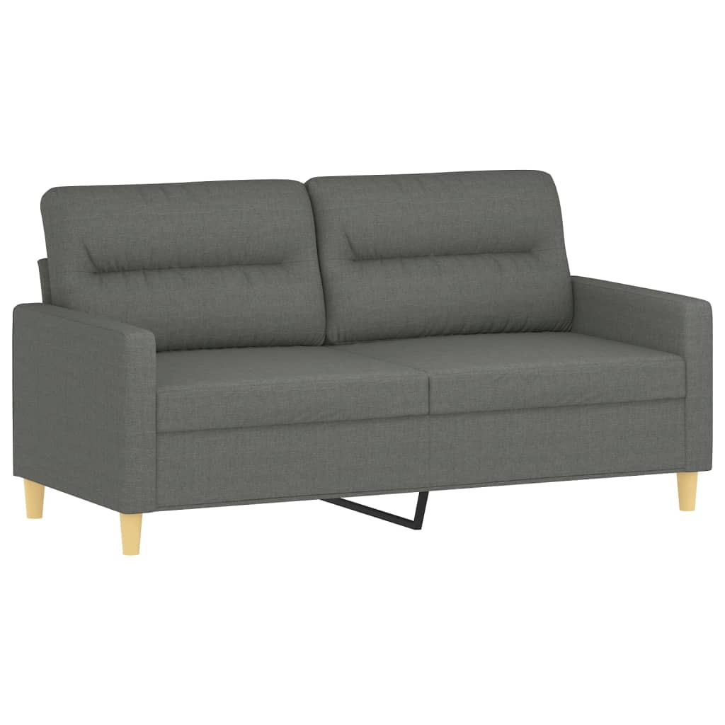 2-Seater Sofa with Throw Pillows Dark Grey 140 cm Fabric